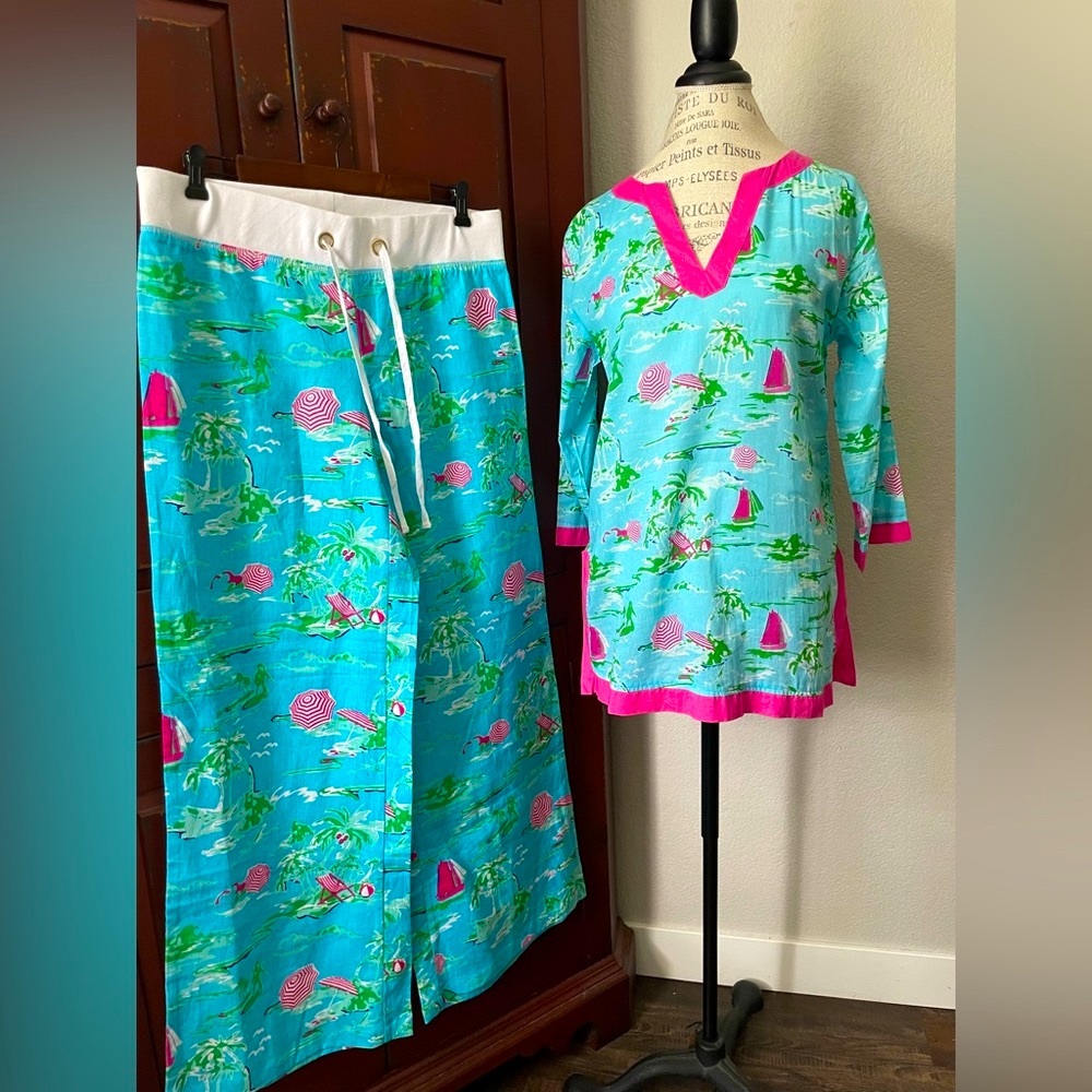 100% Linen and Cotton 2pc Tropical Caribbean Outfit